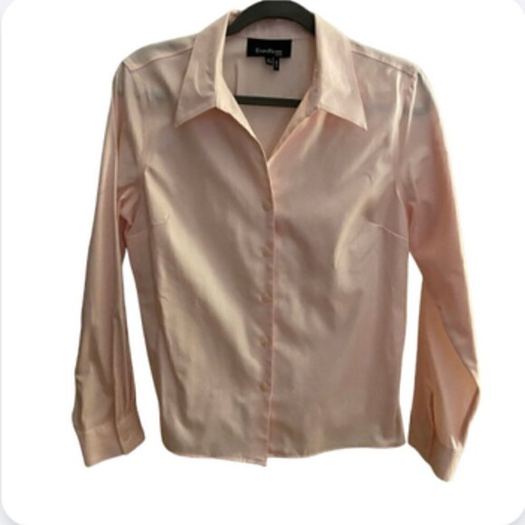 Evan Picone Quick Care Pink Button Front Long Sleeve Blouse, 14P - Picture 1 of 7